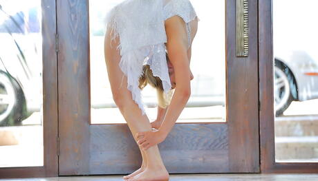 Excellent american blond teen Mia Malkova in fancy skirt posing